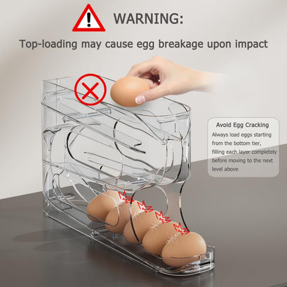 Sotfamily Clear Egg Holder for Fridge, Auto Rolling Egg Dispenser for Eggs 18 Count, FIFO Design, Space-Saving Egg Roller, Organizer, Container, Storage for Refrigerator & Kitchen Countertop(1 Pack)