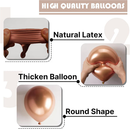 PartyWoo Metallic Rose Gold Balloons - 50pcs 5 Inch Chrome Latex for Weddings & Celebrations