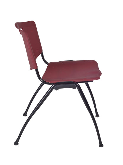 Regency Kobe 60 x 24 in. T-Base Training Seminar Table- Neo Walnut, 2 M Stack Chairs- Burgundy
