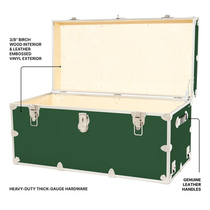 Rhino Trunk & Case Classic XXL Home Storage & College Trunk With Wheels - 36”x18”x18”, Seats 1500+ lbs, Soft-Close Lid. USA Made Secure Dorm Furniture, Organization, Steamer Style Blanket Chest