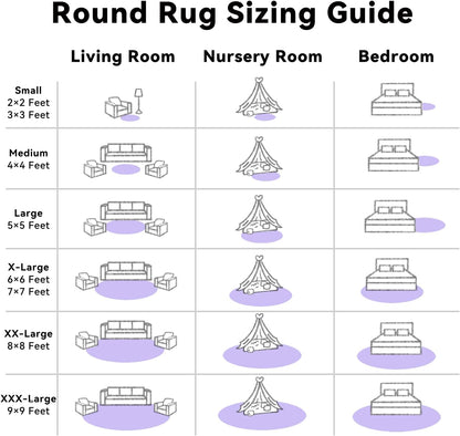 OLANLY Round Light Purple Area Rug - Soft, Fluffy, Machine Washable 4 ft Carpet for Bedrooms & Nurseries