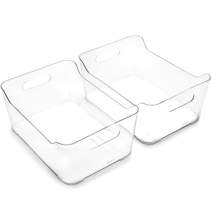 BINO | Plastic Storage Bins, Large - 2 Pack, Clear | THE SOHO COLLECTION | Pantry Organizers and Storage Containers | Fridge Organizer Bins | Kitchen Cabinet Organizer | Medicine Cabinet Bin