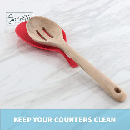 Silicone Spoon Rest for Kitchen, Spoon Holder - Red