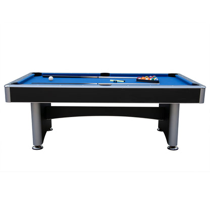 Hathaway Maverick II 7 Foot Pool Table with Table Tennis Top – with Accessories for Both Games – Space-Saving Ping Pong and Pool Table Combo for Families – Matte Black Finish, Blue Felt