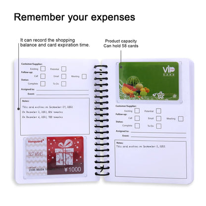 Business Card Organizer Business Card Holder Book, Portable Credit Card Organizer, Managing All Card Holder Notebook, Card Holder Manage and Remind Important Matters of Card, Capacity: 58 Crads
