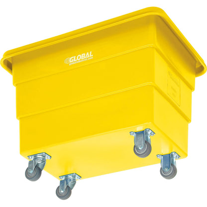 Global Industrial 6 Bushel Plastic Bulk Box Truck, Direct Mount Base, 500 lbs. Capacity, 3" Non-Maring Rubber Casters, Yellow, 33-2/5"L x 23" W x 24-1/2"H