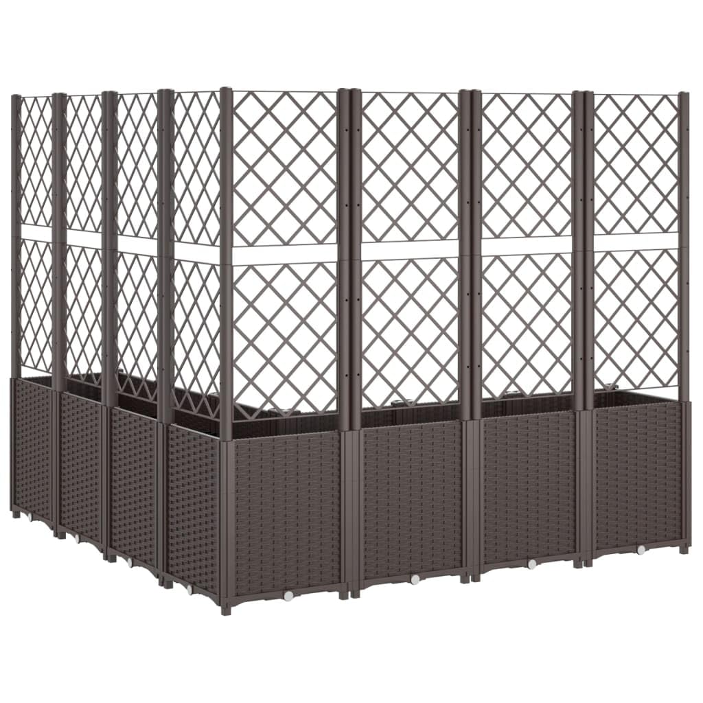 Yanyetangrui Garden Planter with Trellis Brown Polypropylene Large Outdoor Flower Pots 63"x63"x55.1" Modular Rattan Look Box for Patio Porch Garden Plants