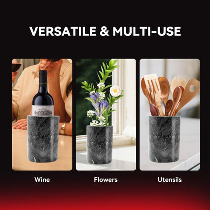 Kota Japan Black Marble Stone Wine and Champagne Bottle Chiller Cooler - 7" X 5" | Elegant Kitchen Utensil Holder | Must Have Wine Chiller for Your Home | Impress Your Guests at Next Party or Event!