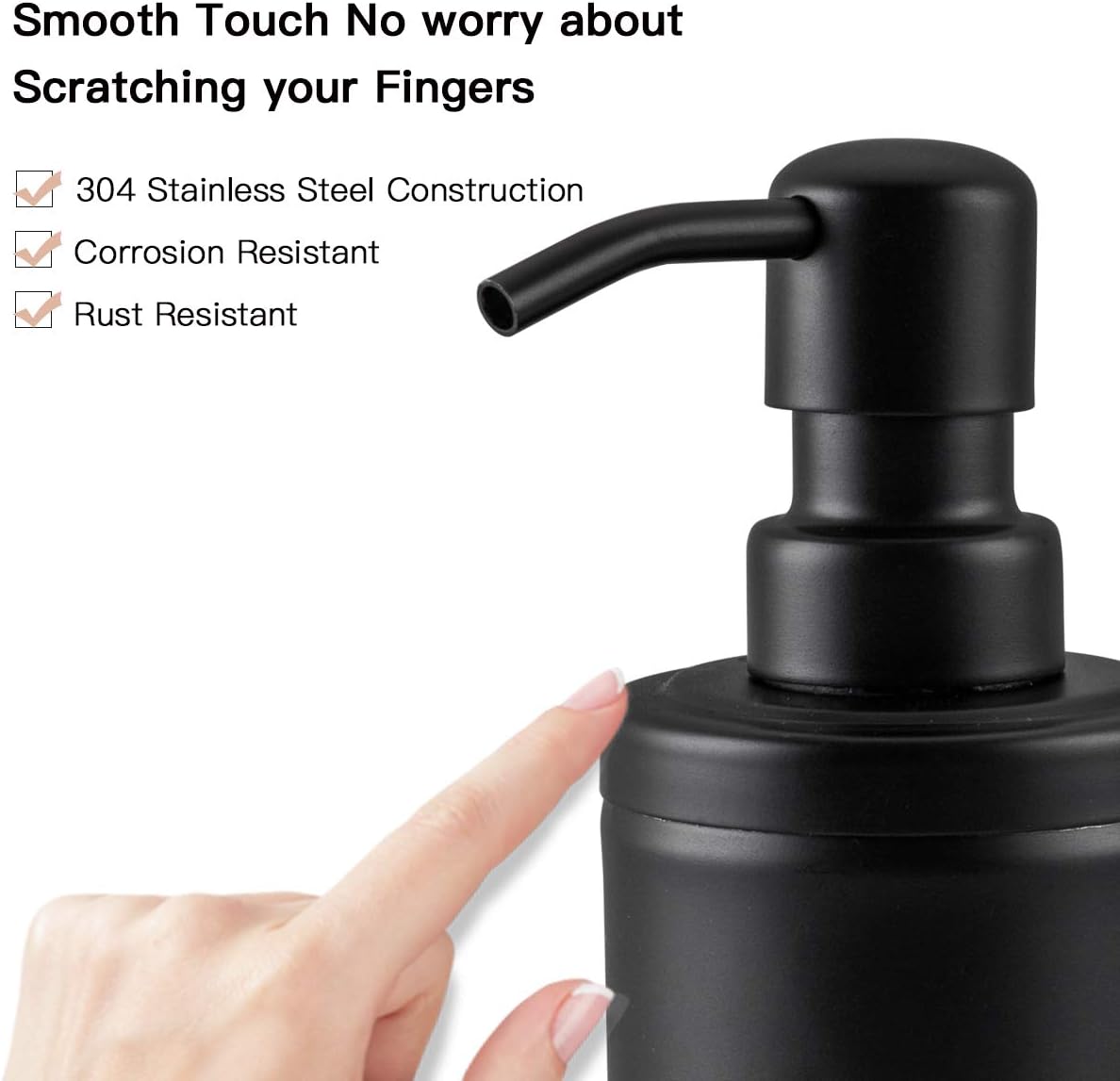 GAPPO Matte Black Soap Dispenser, Stainless Steel Metal Pump Hand Lotion Bottle for Bathroom, Bedroom, Kitchen (300ML)
