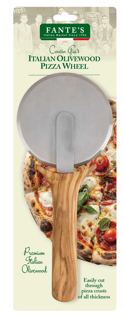 Fantes Italian Olivewood Pizza Wheel, Stainless Steel and Italian Olivewood, The Italian Market Original since 1906