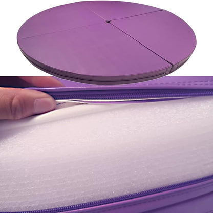 Purple Dance Pole with Static Function & Gymnastics Crash Mat - 3/5/10cm Thick Safety Landing Pad, PU Leather, Non-Slip Cover - 150cm/5ft/59in Size