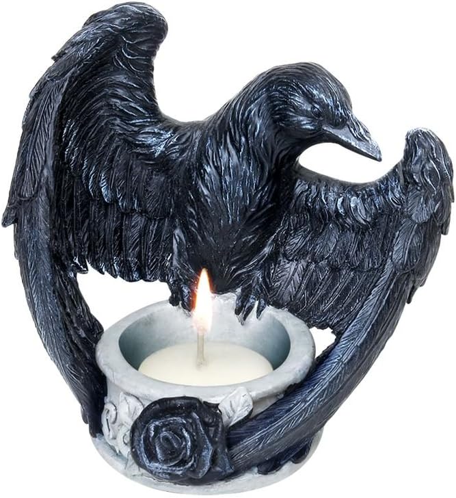 Alchemy Gothic Tea Light Candle Holder, Raven's Ward