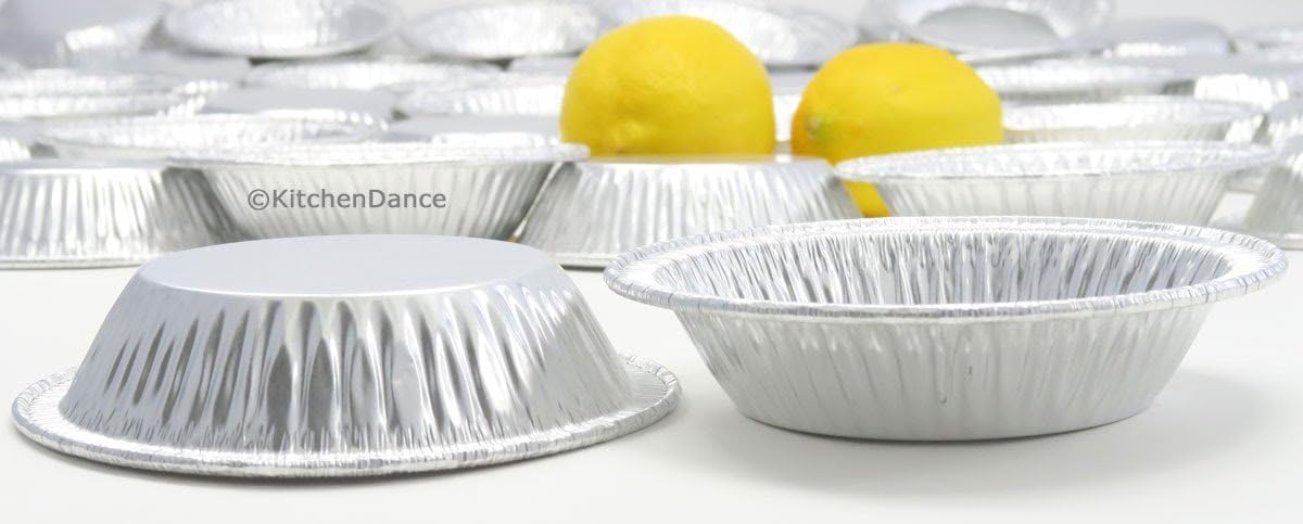 KitchenDance Disposable Aluminum Deep Tart Pan - 4 1/4 Inches Round, 50 Count for Baking, Cooking, Preparing Food