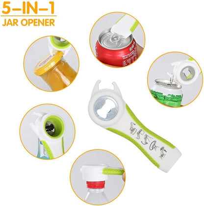 Otstar Jar Opener and Bottle Opener with Silicone Gripper, Designed for Weak Hands, Seniors, Arthritis - Green