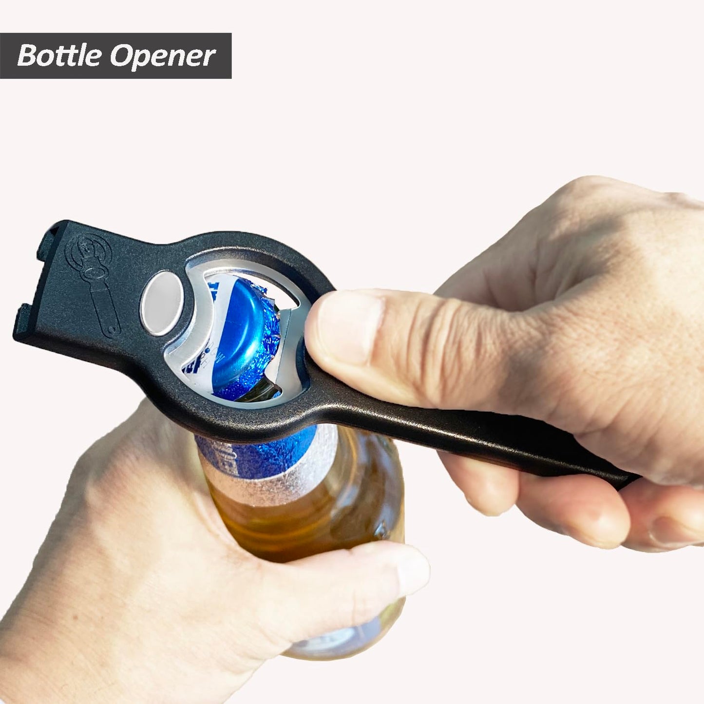 2-in-1 Magnetic Soda Can & Beer Bottle Opener-Dual Magnets for Fridge & Cap Catcher, Heavy Duty Stainless Steel, Perfect for Big Hands,Long nails, RV, Bartender, Gift for Father, Black, Openpro 2 Pack
