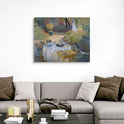 CANVAS ON DEMAND The Luncheon Monet's Garden At Argenteuil, C,1873 Canvas Wall Art Print by Claude Monet, Impressionism, Traditional, Home Decor, Woman Floral, Artwork,45" x36in