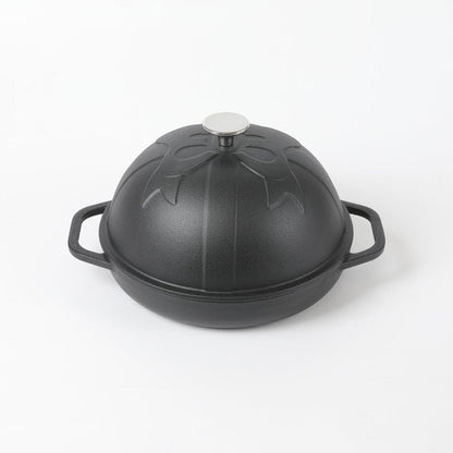 HAWOK Cast Iron Bread Oven with Cloche Lid, Dia.9.8inch/25cm, 1.5qt, Sourdough Baking Pan, Pre-seasoned Black