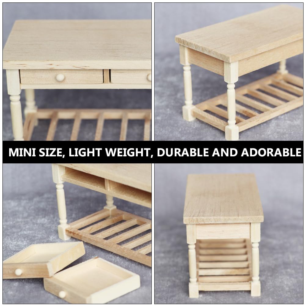 Mini Furniture Model Adorable Furniture Ornament Wooden Decoration Mini Desk Model Mini House Desk Simulation Furniture Mini House Furniture Miniature Adornment Wooden Mini Desk