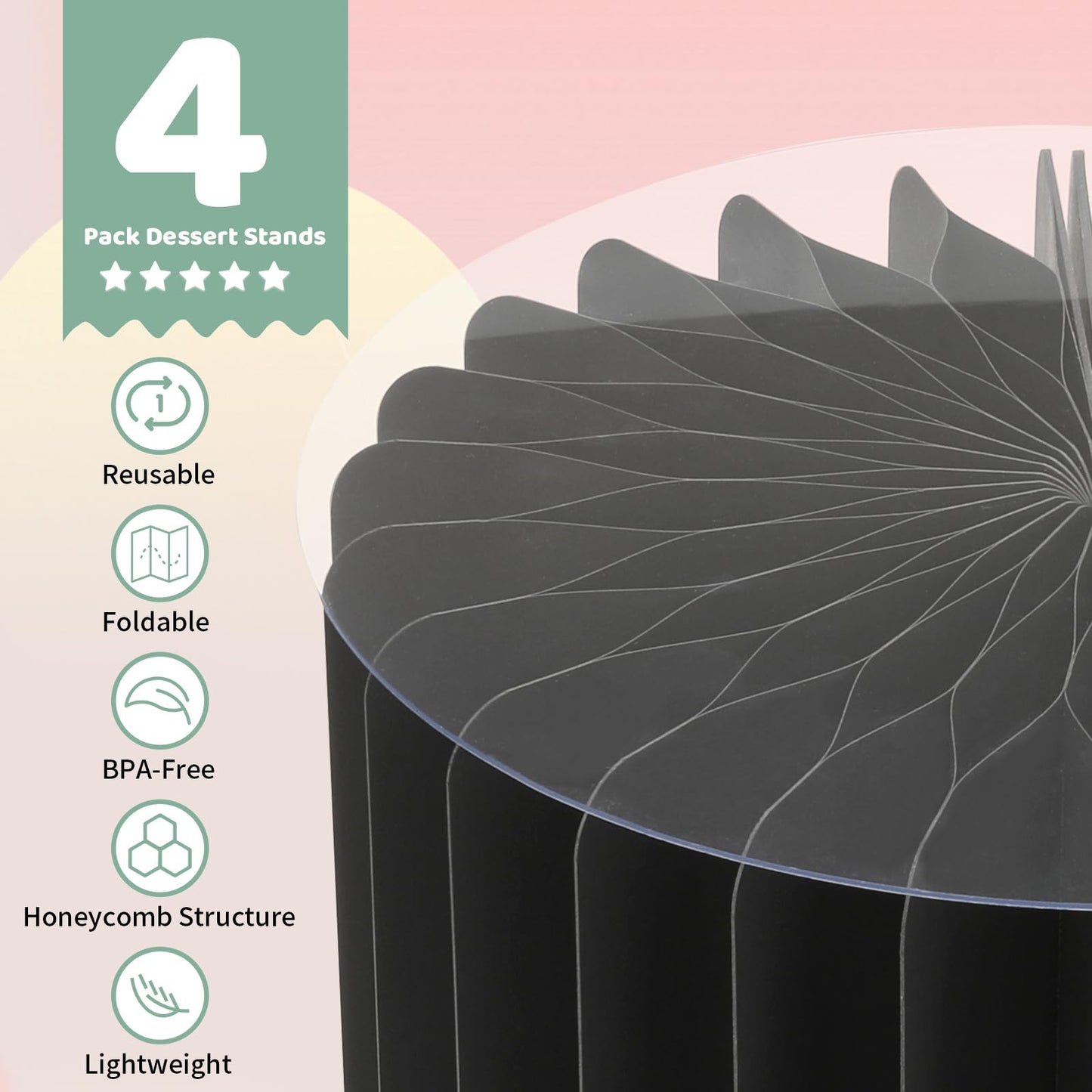 Buffet Risers Food Risers for Buffet Table Acrylic Risers Display Stands Tall Cake Stands Cylinder Stands for Party Pedestal Cake Stand Dessert Table Display Set Cupcake Stands Cupcake Display (Black)