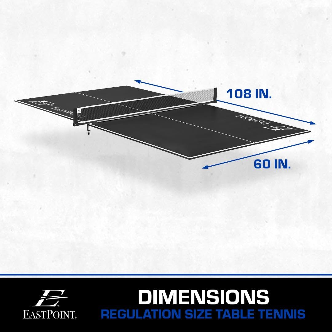 EastPoint Foldable Table Tennis Conversion Top - 9 ft x 5 ft, Blue - Zero-Assembly Ping Pong Table Topper - Tournament-Grade Bounce on Tennis Surfaces - Complete Net & Posts for Ping Pong Play