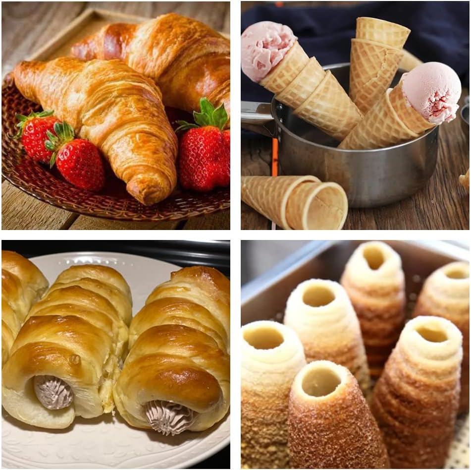 Guowall Cream Horn Mold, 21pcs Stainless Steel Ice Cream Cone Mold and Tubular Shaped Reusable Pastry Mould