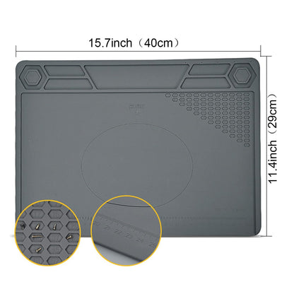Premium Heat Resistant 932°F Silicone Soldering Mat Magnetic Electronic Repair Work Mat with Antistatic Wrist Band for BGA and Gun Soldering Iron, Workbench, Cell Phone Laptop Repair, 15.7'' *11.4 ''