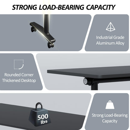 Conference Room Table with Wheels 6ft Folding Modular Large Black Conference Table Foldable Modern Rectangle Training Meeting Tables for Classroom Office(10, Black, D 55")
