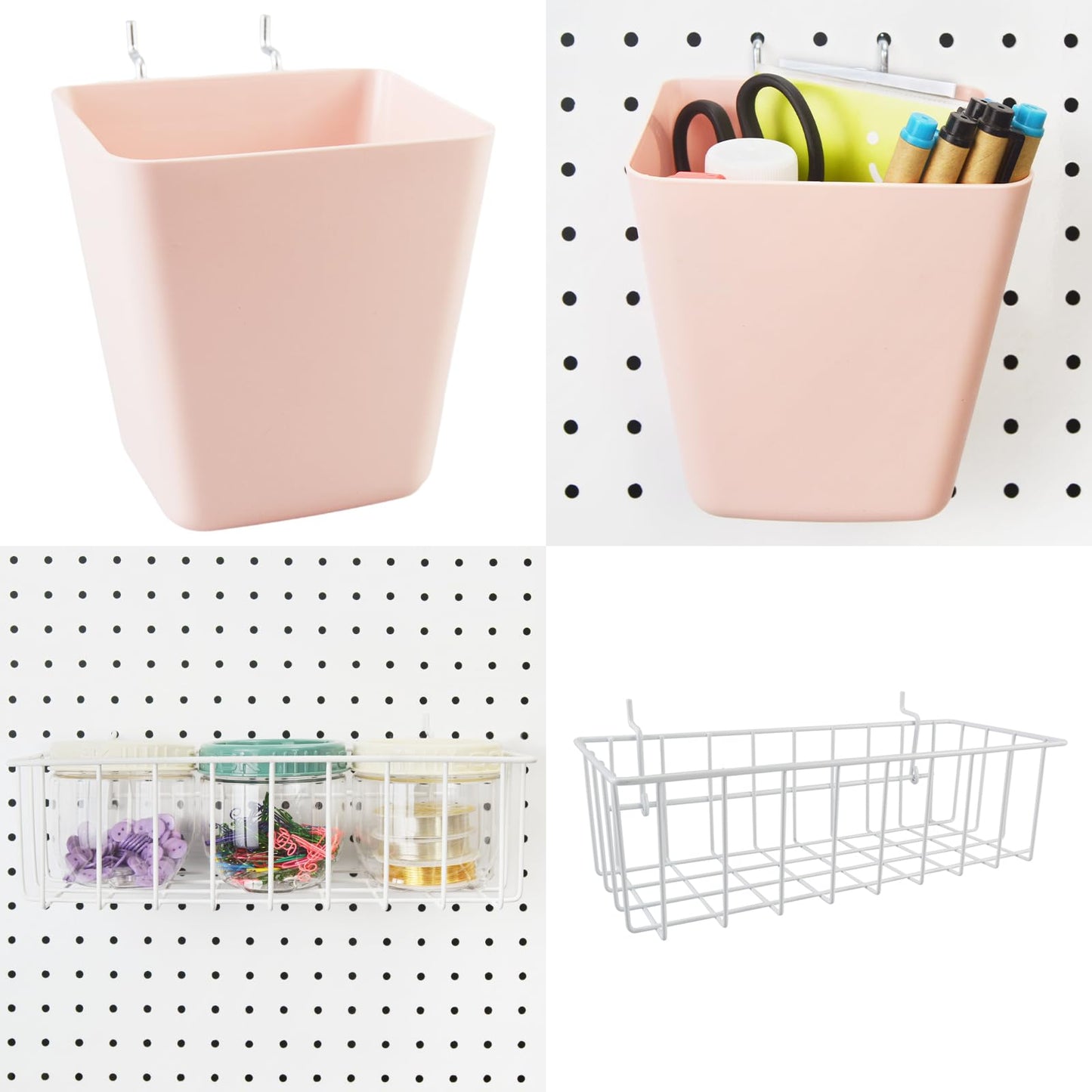 G.CORE Peg Board Organizer 21 Pack, Pegboard Accessories with Baskets Cups Hooks - 1/8" & 1/4" Peg Board Wall Tool Organizers, Utility Holders & Hangers for Garage Craft Workbench