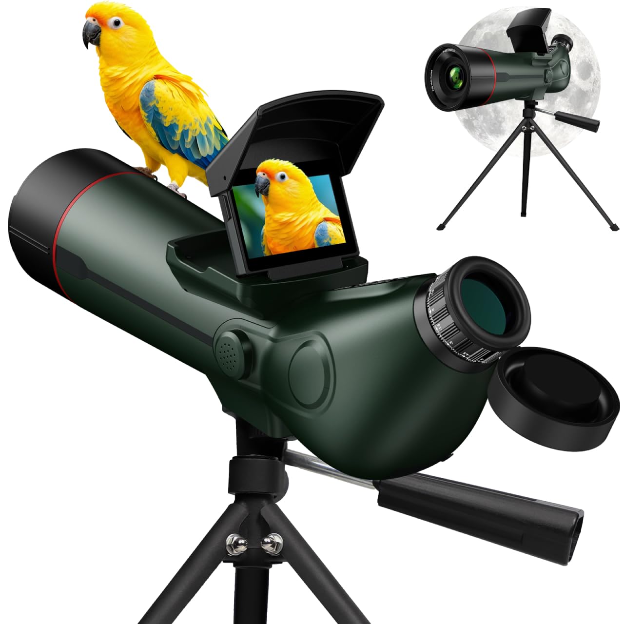 GOWWPUN Spotting Scopes Telescope, Save 30MP Photos&4K Video, 2.8'' Extended Screen,78mm Large Objective Lens for Stargazing,Bird Watching,Hiking,Wildlife Viewing,IP54 Waterproof