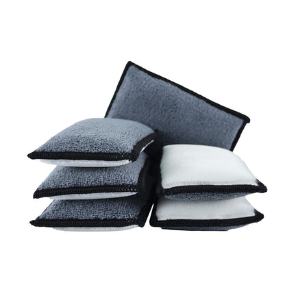 ANTSHINY Car Interior Scrubbing Sponge, Microfiber Car Wax Applicator Scrubber Pad, Car Detailing Microfiber Interior Scrub Pad,Washing Sponges for Car, Boat, Wood, Marble and Motorcycle - 6pcs (gray)
