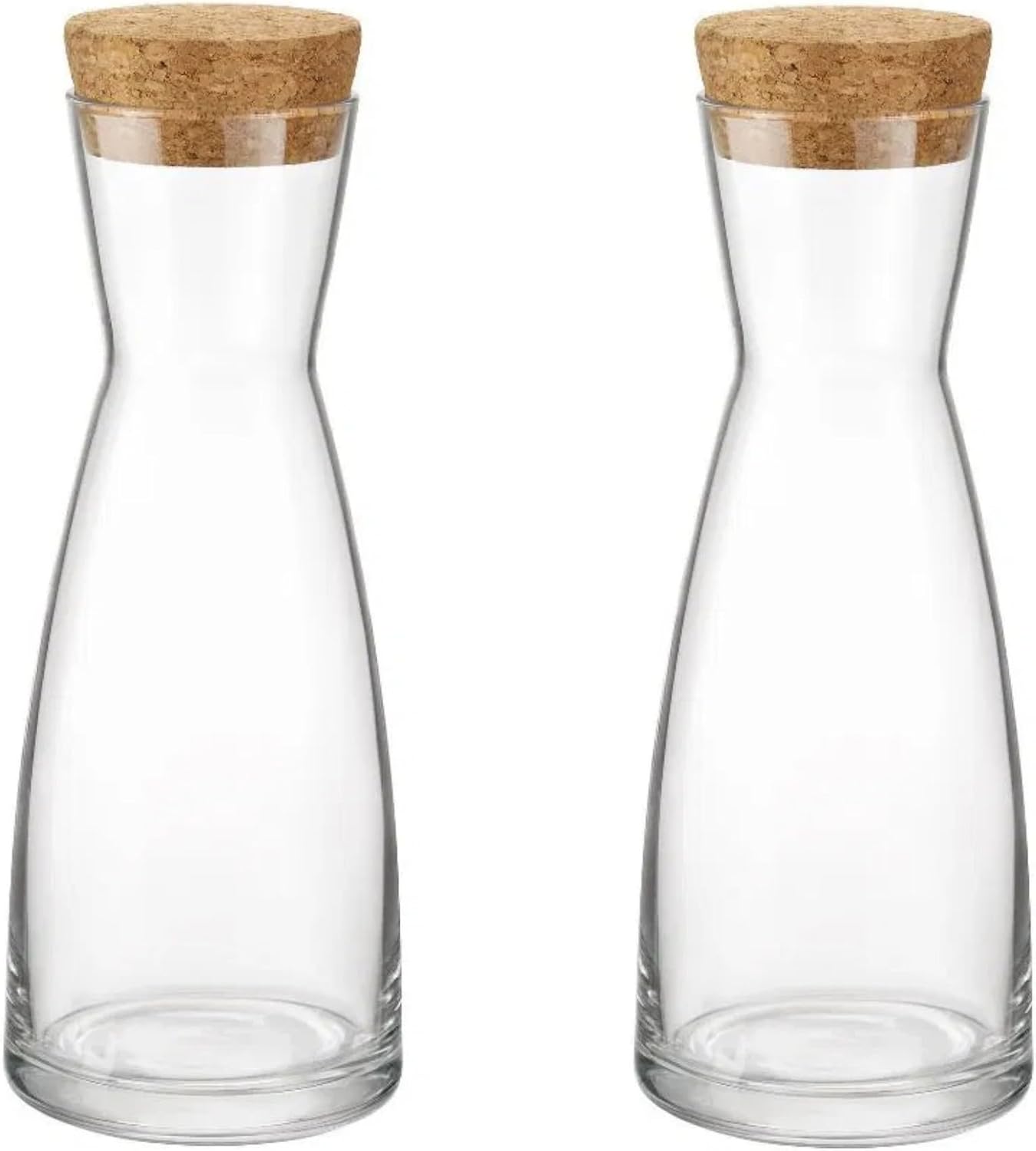 Set Set 2-18.5 oz Bormioli Rocco Ypsilon Glass Carafe with Cork Tops, of Contemporary Juice Containers & Drink