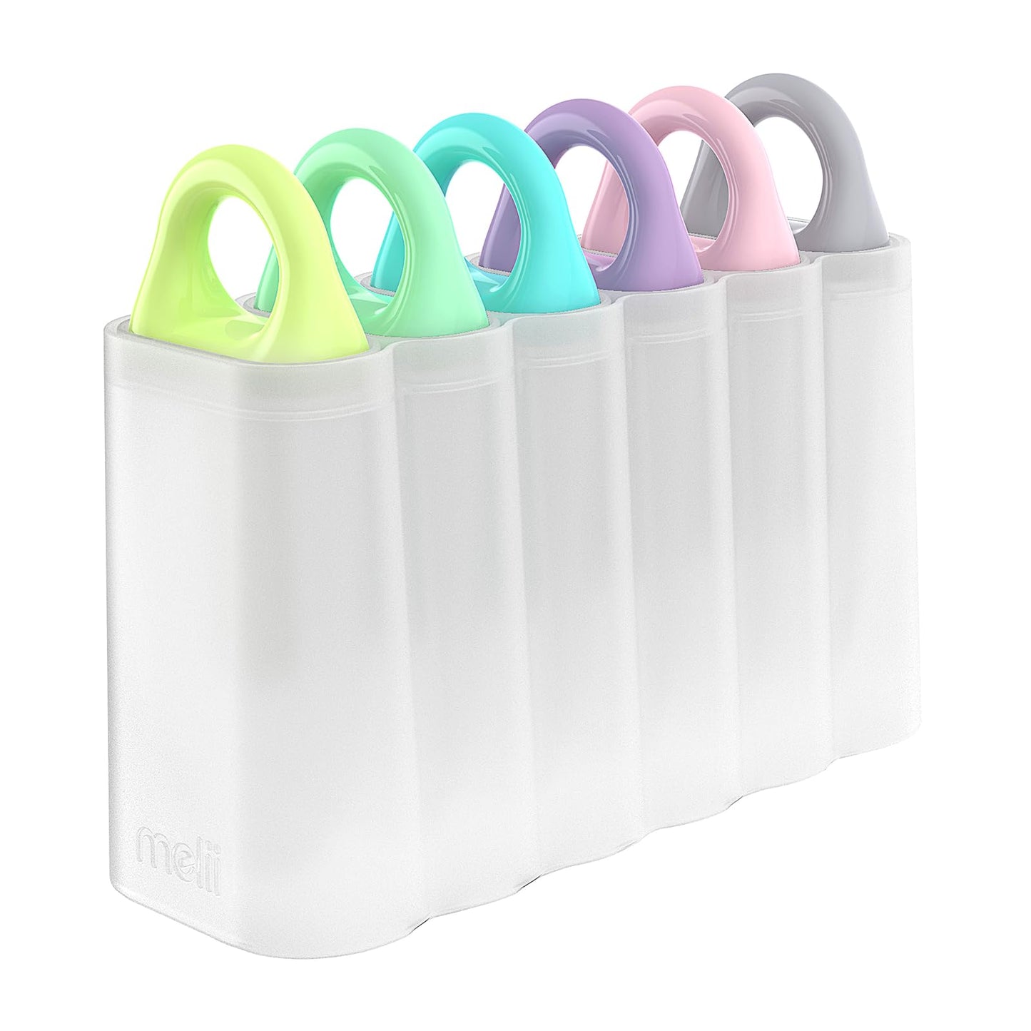 melii Ice Pop Molds with Tray, 6 Make-Your-Own Popsicle Molds, Easy-to-Hold Loop Handles, Drip Guards, Easy Release