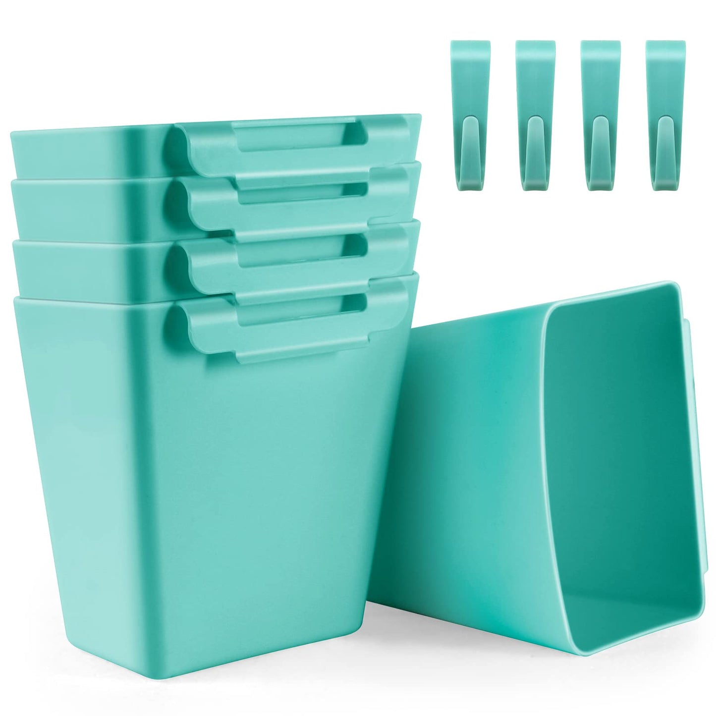 LEZIOA 5 Pack Hanging Cup Holders, Multipurpose Rolling Cart Accessories Utility Cart Accessories for Art Craft Supplies, Space Saving Hanging Storage Basket Pencil Holder Makeup Organizers (Blue)