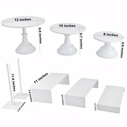 FESTLOVE Set of 8 White Cake Stands Donut Holder Metal Dessert Display Risers Cupcake Stand Serving Platter for Weddings Birthday Baby Showers Anniversary Party