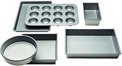 Chicago Metallic Bakeware Set - Non-Stick 6-Piece Collection in Silver for Perfect Baking Results