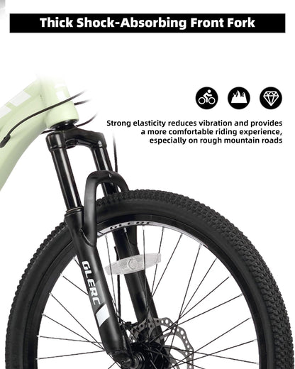 Glerc 24 Inch Kids Bike, Kids Mountain Bike for Boys and Girls Ages 6-10, 21-Speed Skyline Bicycle with Front Suspension and Disc Brakes, Green