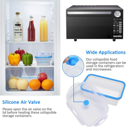 Alimat PluS 40.5oz Silicone Food Storage Containers, 3 Pack Set of 1200ml Extra Large Collapsible Containers with Lids