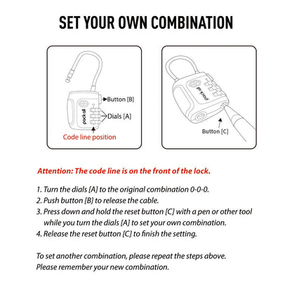pack all TSA Approved Cable Luggage Locks, 3 Digit Combination Padlocks, Travel Lock for Suitcases & Bag, Alloy Body, Travel Accessories (4 Pack)