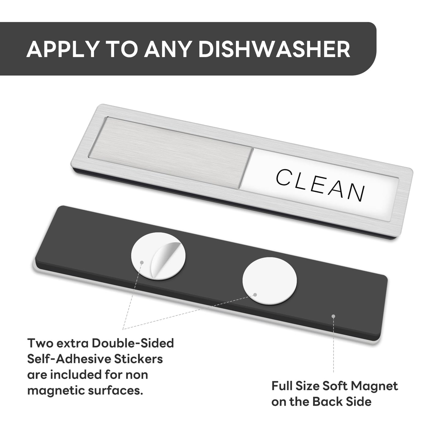 KitchenTour Dishwasher Magnet Clean Dirty Sign, Premium Stainless Steel Clean Dirty Magnet for Dishwasher Funny, Strong Magnet Non-Scratch Dishwasher Sign Kitchen Decor and Accessories