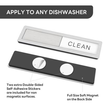 KitchenTour Dishwasher Magnet Clean Dirty Sign, Premium Stainless Steel Clean Dirty Magnet for Dishwasher Funny, Strong Magnet Non-Scratch Dishwasher Sign Kitchen Decor and Accessories