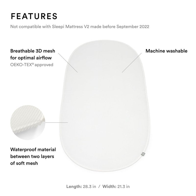 Stokke Sleepi Protection Sheet V3, White - Compatible with Sleepi Bed Mattress V3 - Protects Against Accidents & Spills - Machine Washable