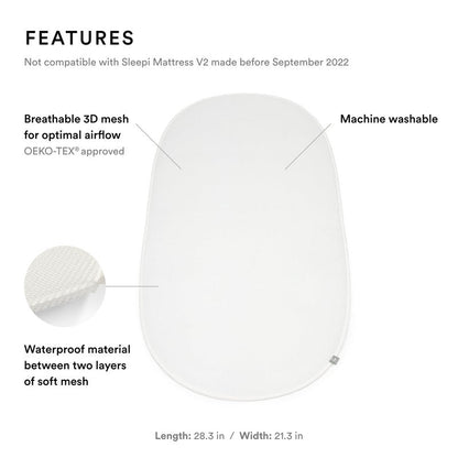 Stokke Sleepi Protection Sheet V3, White - Compatible with Sleepi Bed Mattress V3 - Protects Against Accidents & Spills - Machine Washable