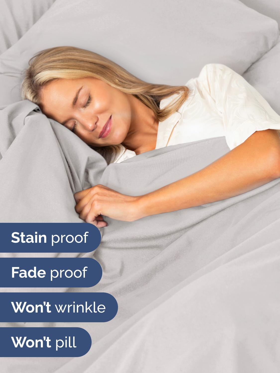 Skiennix Extra Deep Full Sheet Set - 6 Piece Breathable Cooling Sheets - Hotel Luxury Bedding in French Grey