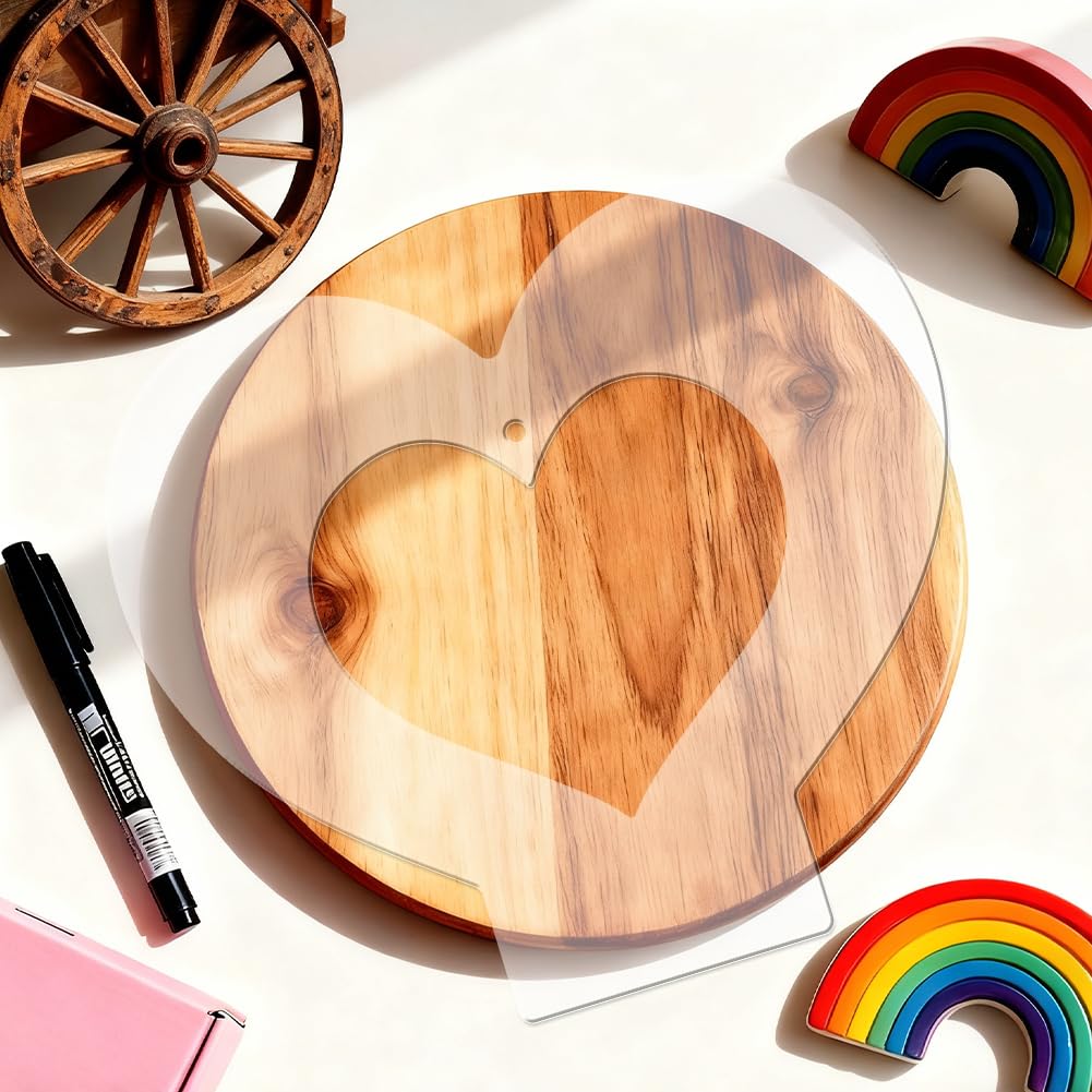 beinkmake 3Pcs Heart Display Stand Acrylic Router Template for Woodworking, 5mm Thick Inlay Template Jig Kit Tracing Stencil Guide Tool for Woodworking Project DIY Wood Craft