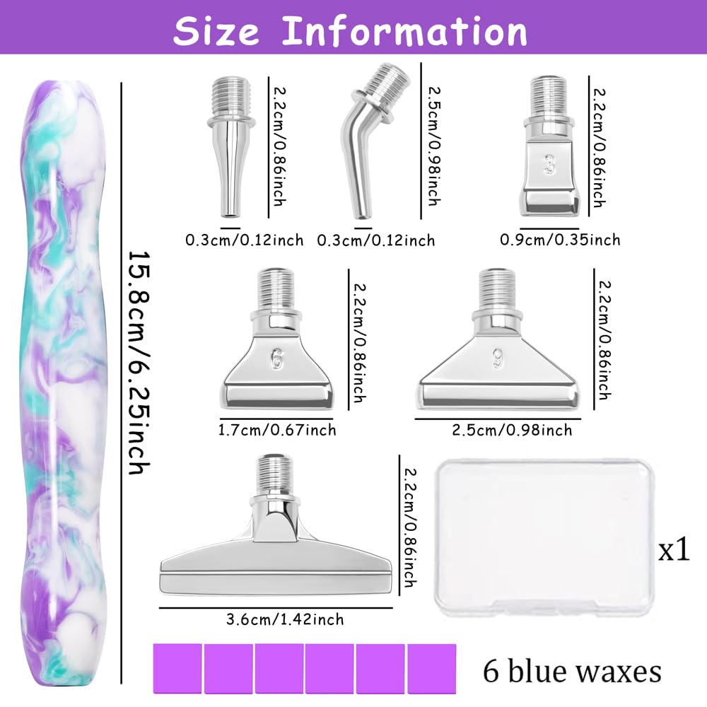 Praise V Do Diamond Painting Art Drill Pen Kit with Screw Steel Rose Metal Tip Nibs Placers Tool Accessories, Ergonomic Diamond Art Pen for 5D Diamond Paint Bead Dot PurpleLtblue