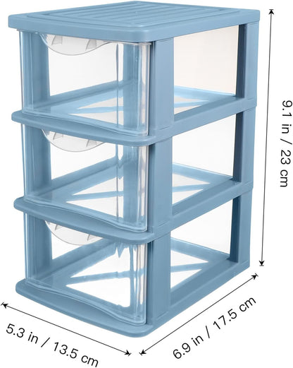 Zerodeko 3 Drawers Plastic Organizer Storage, Clear 3-Drawer Desktop Unit for Arts and Crafts