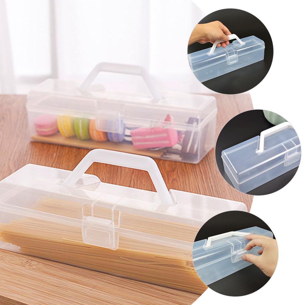 EXCEART 4pcs 12'' Plastic Storage Box for Art & Craft Supplies with Handle, Small Translucent Storage Box