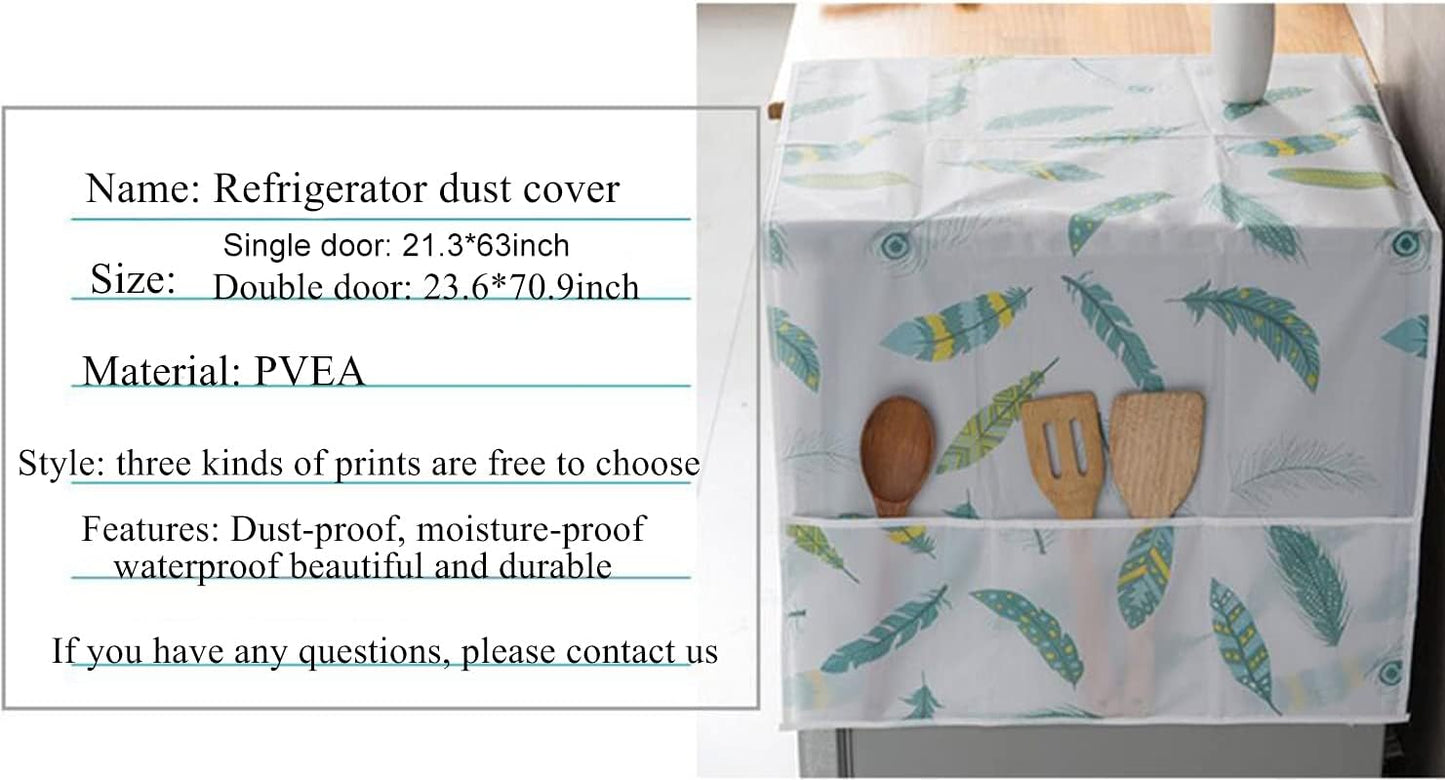 Refrigerator Dust-Proof Cover - Waterproof PEVA Material with Storage Pockets for Multi-Purpose Use
