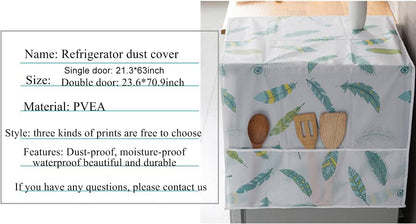 Refrigerator Dust-Proof Cover - Waterproof PEVA Material with Storage Pockets for Multi-Purpose Use