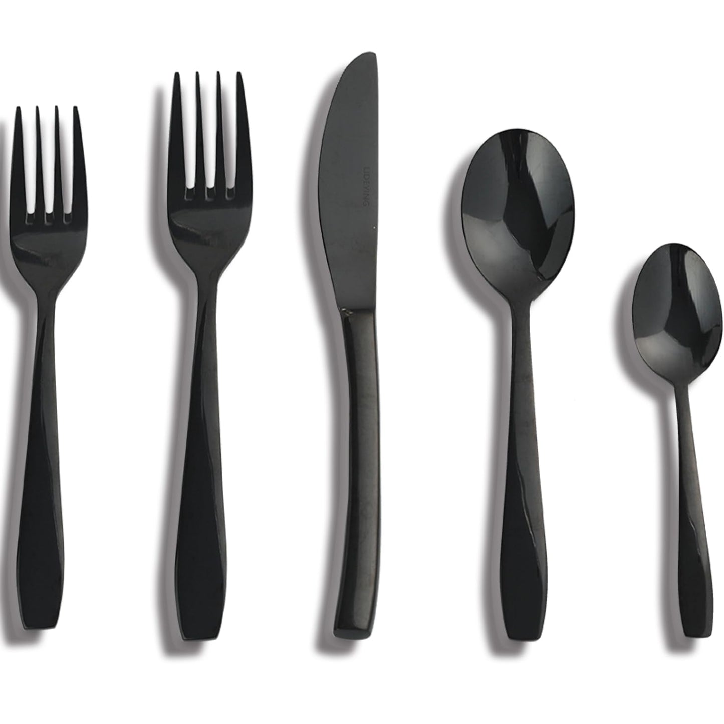 LIDEYING Black 60 Piece Silverware Set,Stainless Steel Flatware Set for 12,18/0 Rust-Proof Cutlery Set with Forks & Spoons,Mirror Polished Dishwasher Safe - Heavy Duty Tableware for Home & Dining